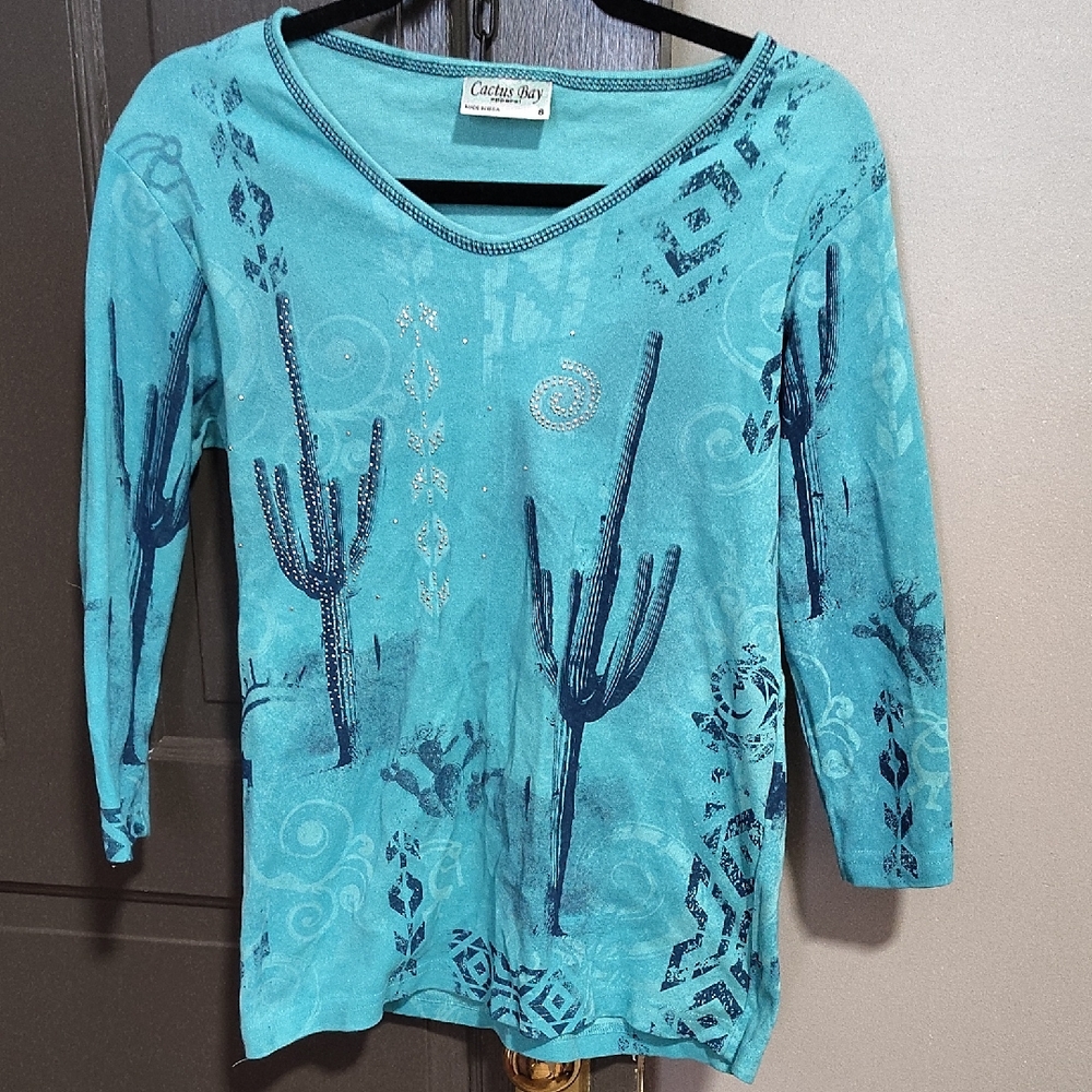 Cactus Bay Turquoise Cactus Design Shirt
